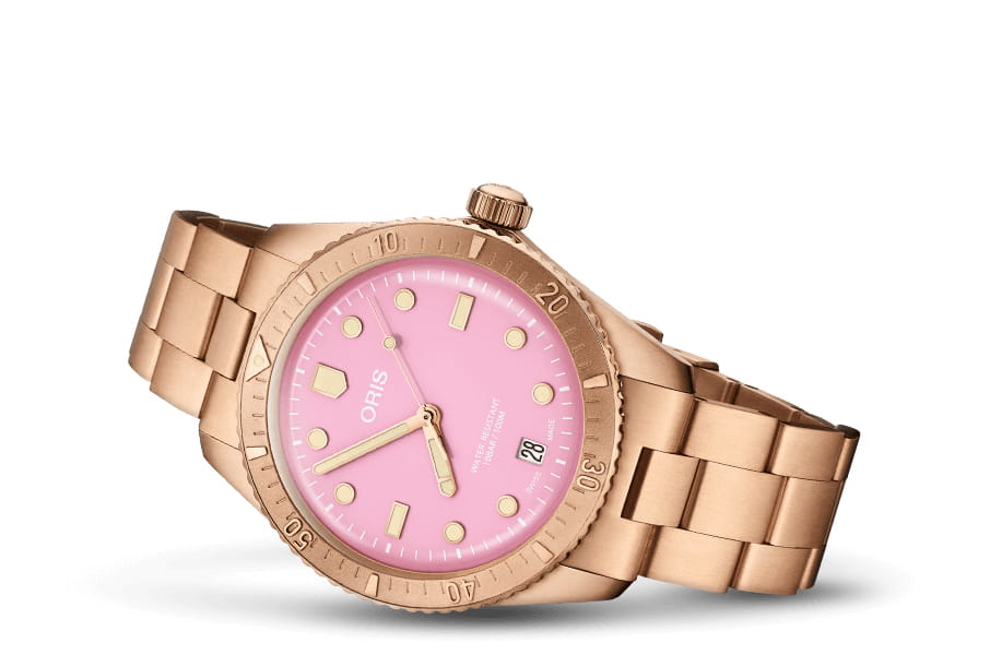 Oris Oris Divers Sixty‑Five 'Cotton Candy' 01 733 7771 3158-07 8 19 15 , наручные женские часы фото под углом